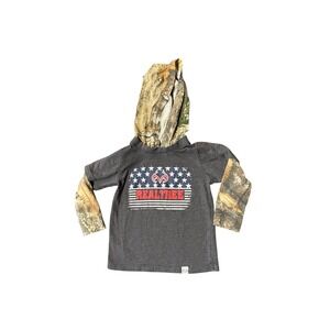 Ocean + Coast Realtree Kids Camo American Flag Hoodie Shirt Gray - Size 2T